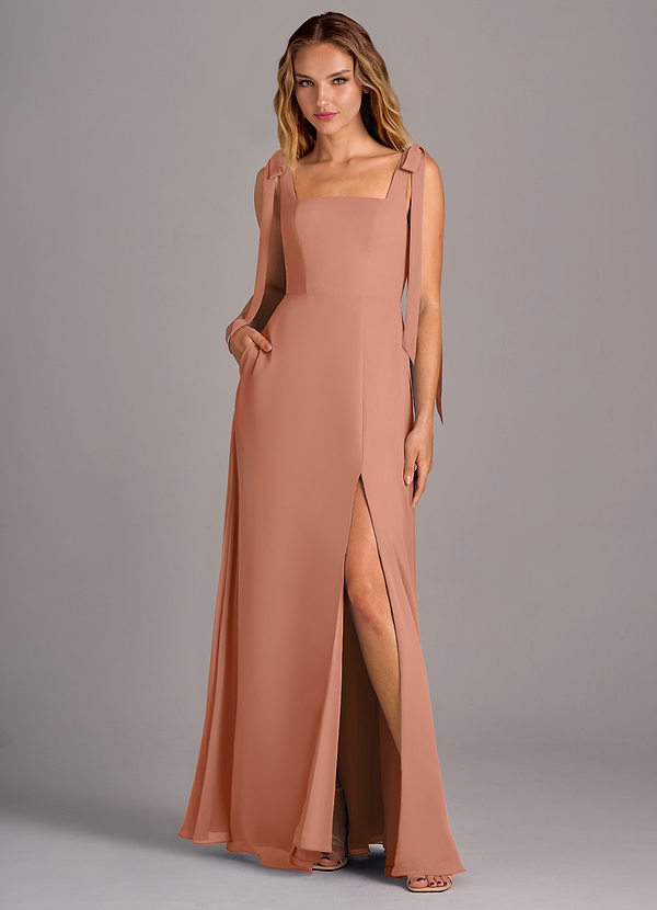 Azazie Debra Bridesmaid Dresses MAI TAI A-Line with Pockets Chiffon Convertible Dress image1