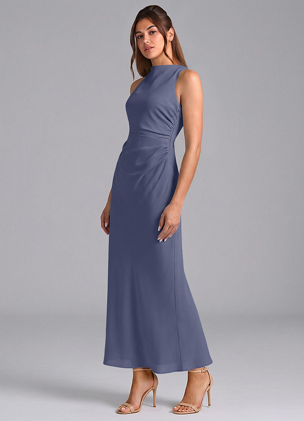 Azazie Evadne Brautjungfernkleider Etui Plissee Chiffon Kleid Sturm image1