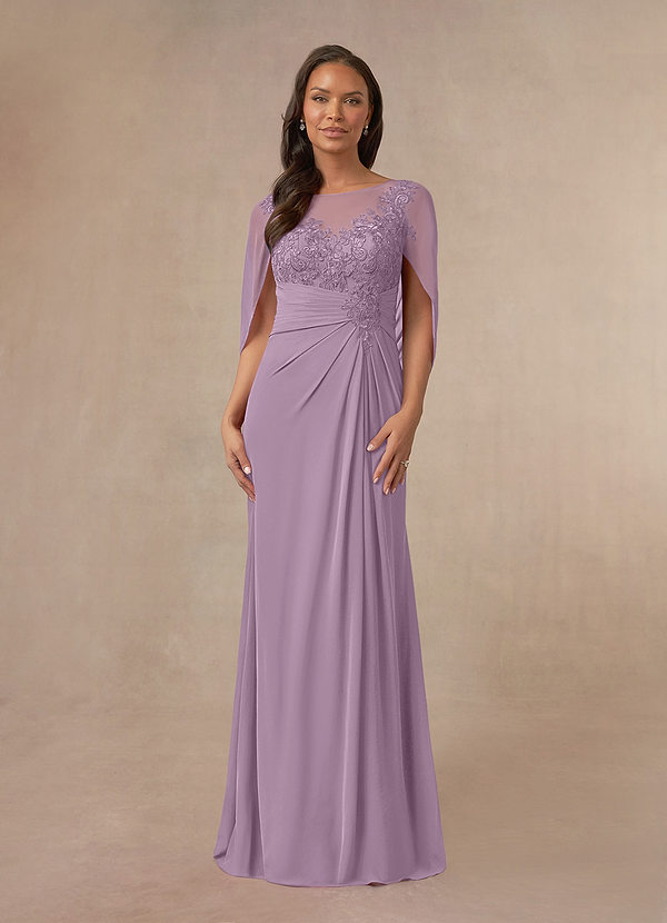 Azazie Hera Mother of the Brides Dresses Wisteria A-Line Lace Capelet Chiffon Dress image1