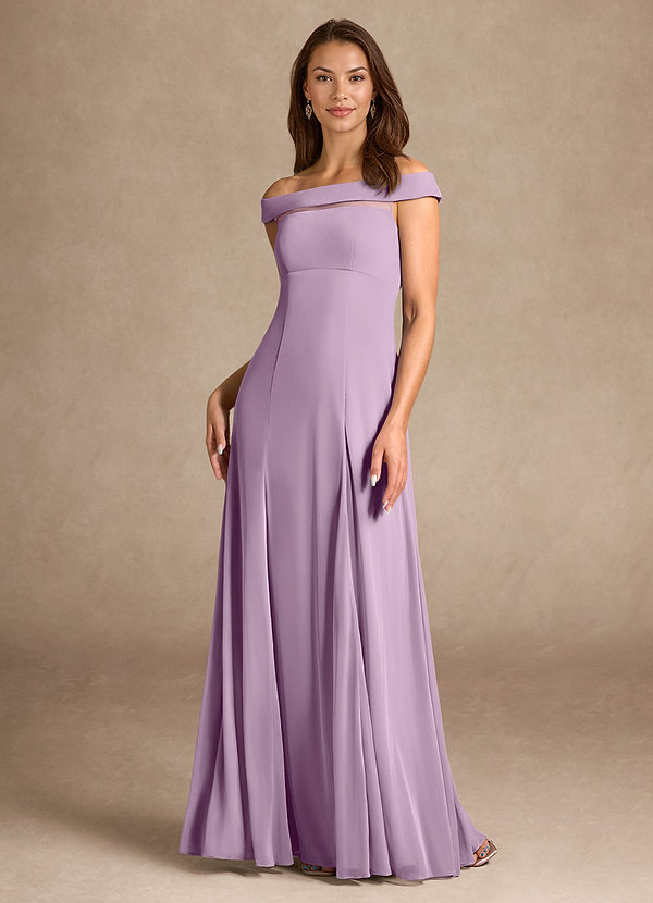 Azazie Ewa Mother of the Brides Dresses Wisteria A-Line Off the Shoulder Mesh Dress image1