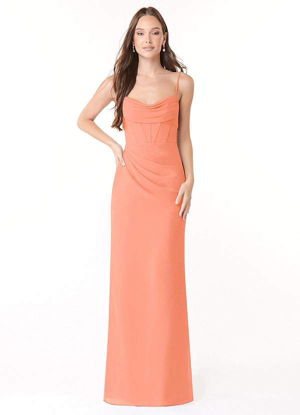 Azazie Mai Bridesmaid Dresses Sunset Sheath Pleated Chiffon Dress image1
