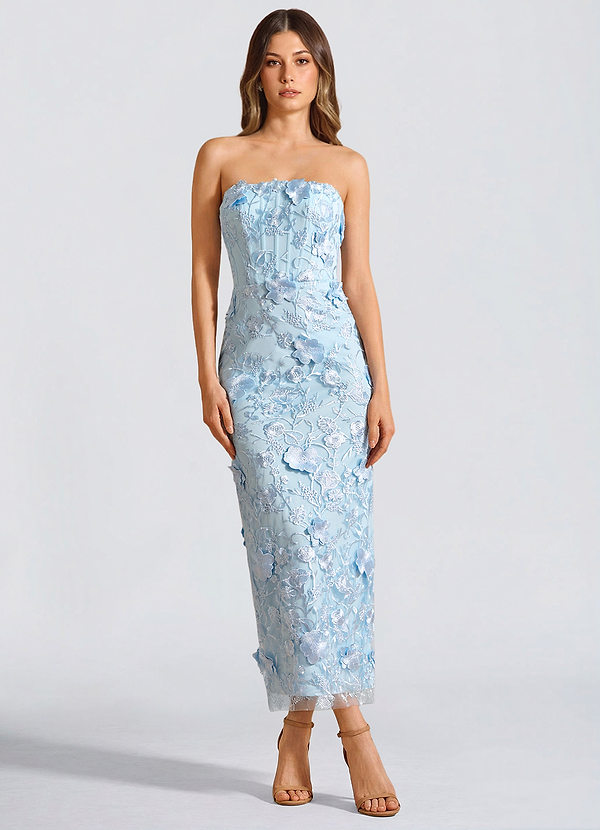 Robe Longue Fleurs Bleu Glacier Elina image1