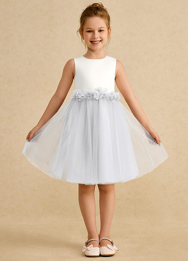 Azazie Louisa Flower Girl Dresses Ivory White A-Line Sleeveless Tulle Dress image1