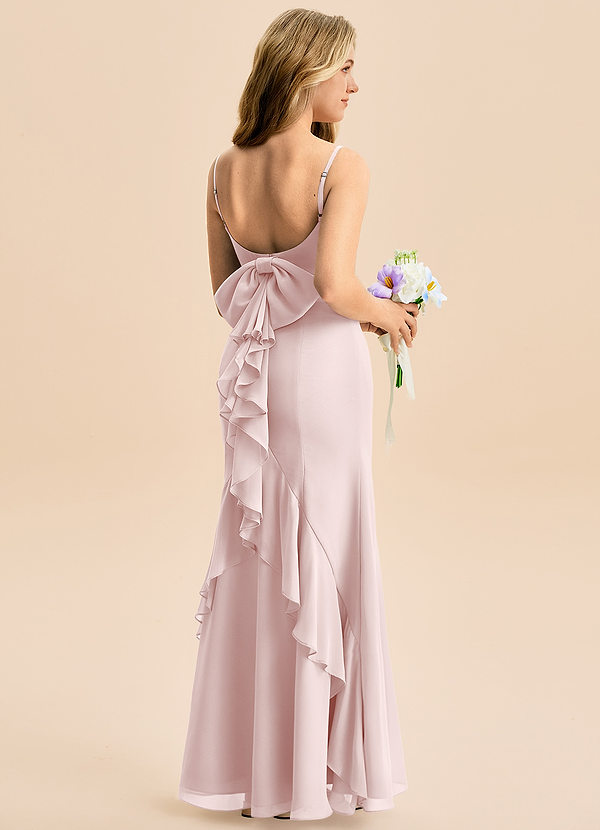 Azazie Lioren Junior Syrena Ukłon Szyfon Długość podłogi Młodsza druhna Sukienka image1