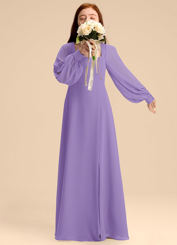 Azazie Bondi Junior Tahiti A-Line Blouson Chiffon Dress image1