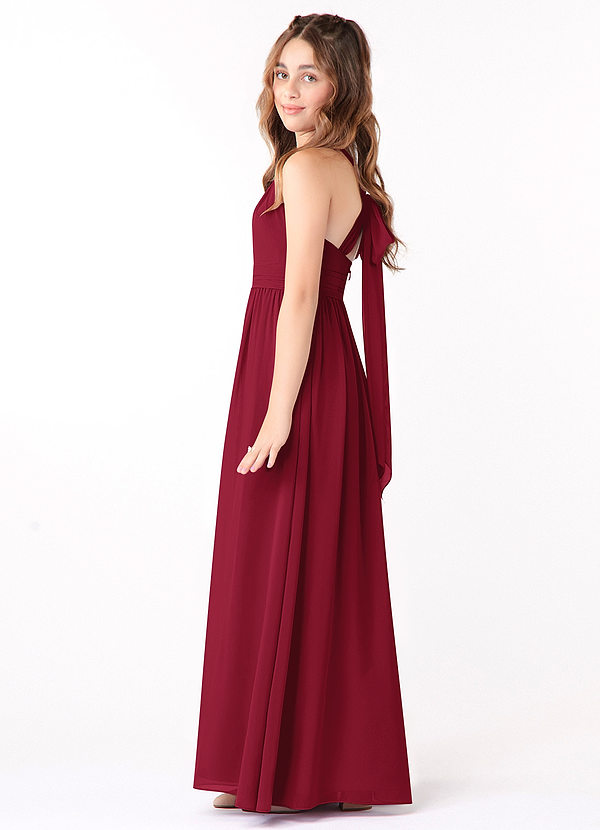 One Shoulder Ruched A-line Junior Bridesmaid Dress Burgundy