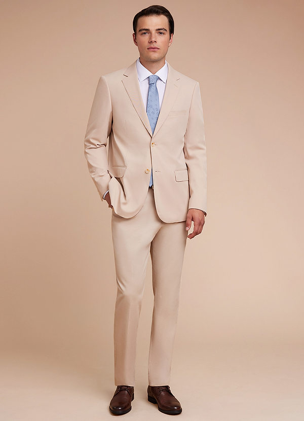 front Carter Tan Cotton Linen Blend Suit