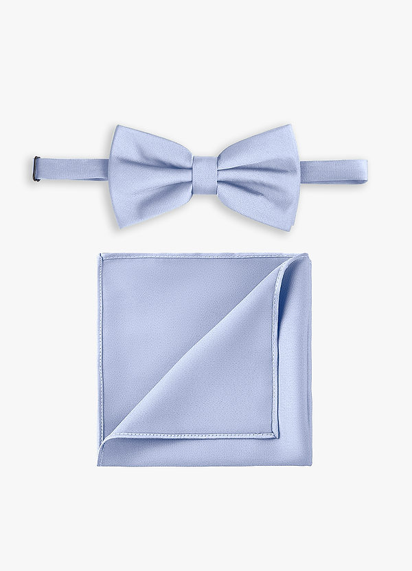 front Conjunto de pajarita y pañuelo de bolsillo de satén elástico