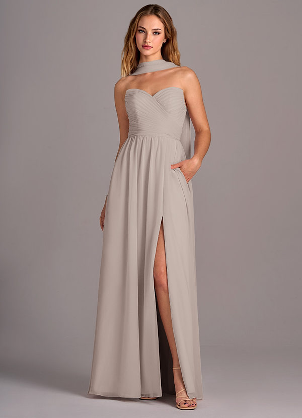 Azazie Joni Bridesmaid Dresses Frost A-Line Strapless Chiffon Convertible Dress image1