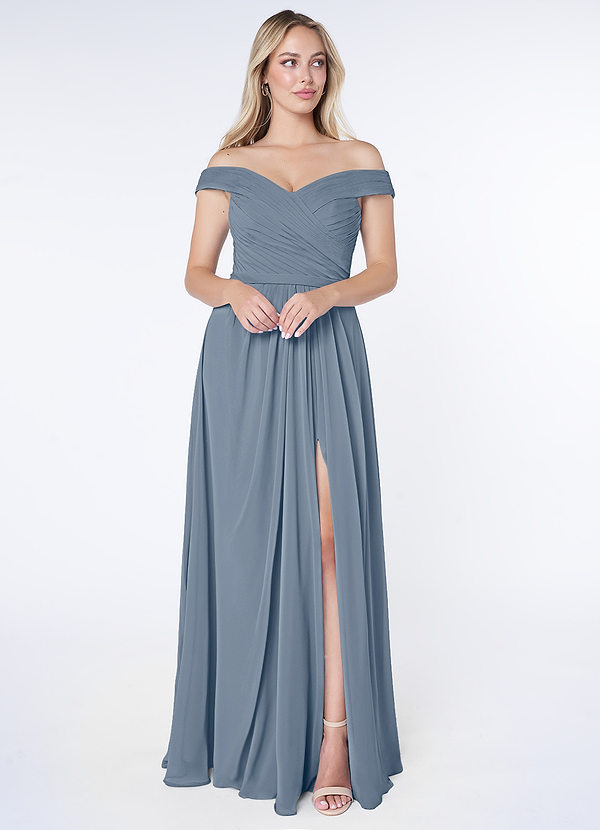 Azazie Audrianna Bridesmaid Dresses Twilight A-Line Off-The-Shoulder Gathered Chiffon Convertible Dress image1