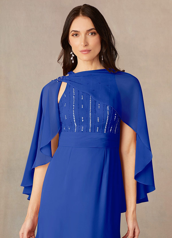 front Azazie Bijpassende Kleur Chiffon Asymmetrische Omslag