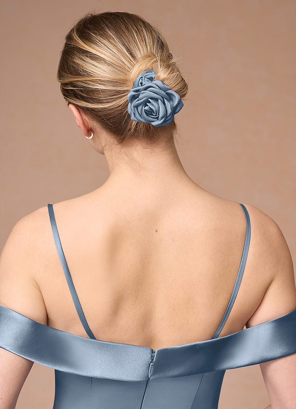 front Matching Color Matte Satin Rose Scrunchie Set