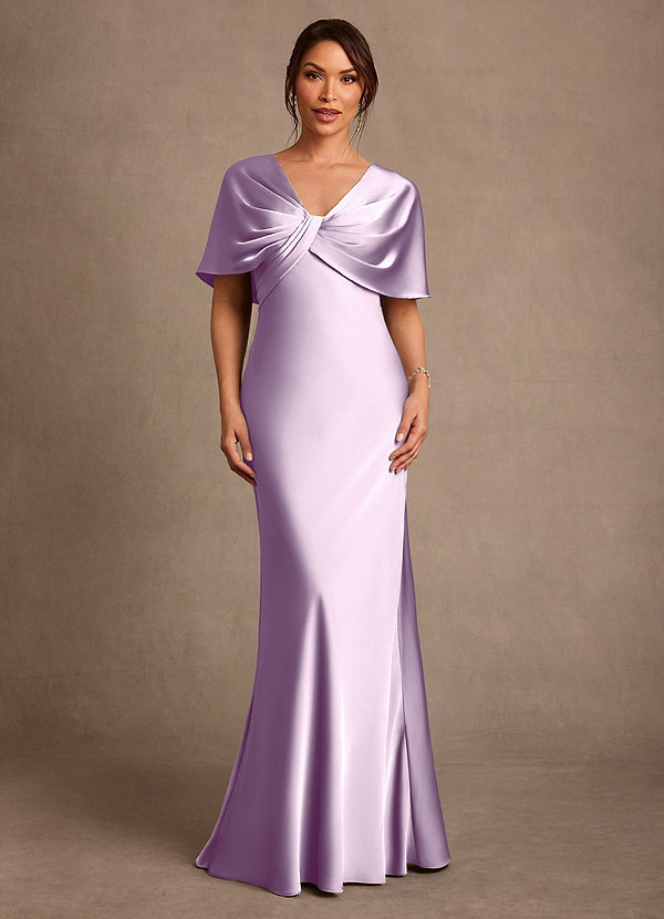 Azazie Dosia Klänningar till brudens mor Klä Tubklänning i Stretch Satin Plisserad Frostad Lila image1