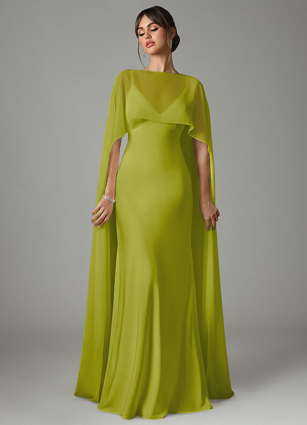 Azazie Stefania Abiti da Damigella Abito A-Line in Raso Elasticizzato Citronella image1