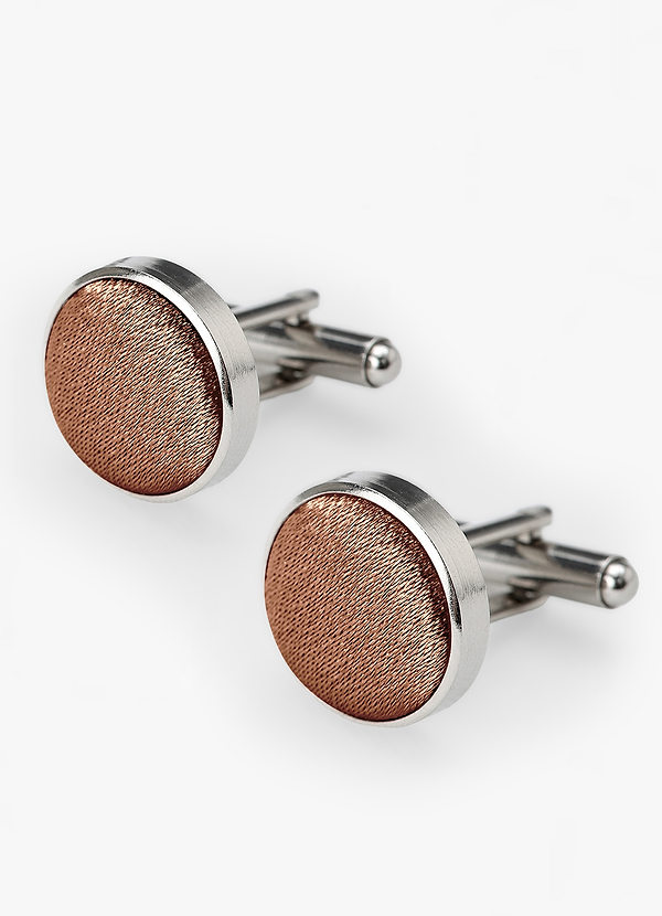front Rounded Metallic Satin Cuff Links