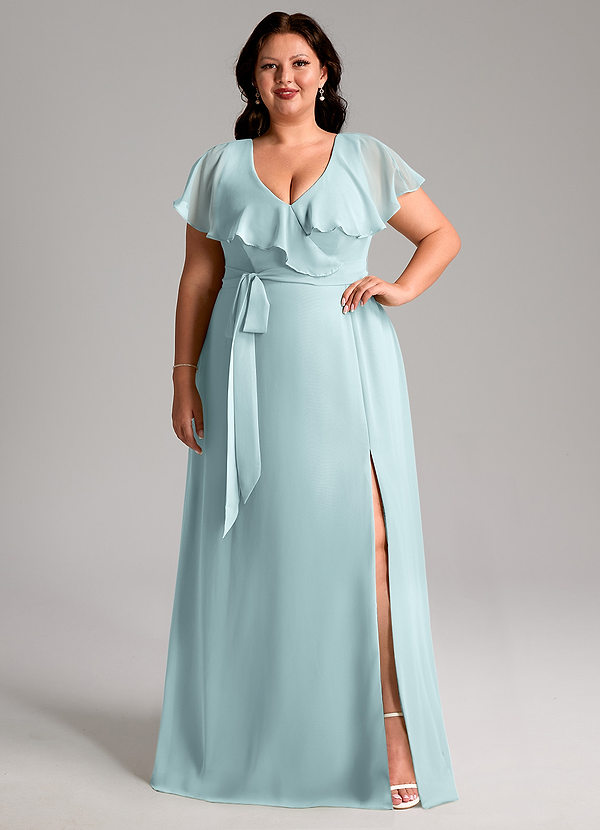 Azazie Lainey Bridesmaid Dresses Mist A-Line with Pockets Chiffon Dress image1