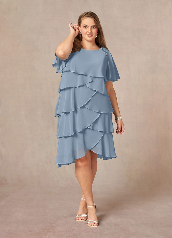 Azazie Rita Mother of the Brides Dresses Dusty Blue A-Line Scoop Beaded Chiffon Dress image1