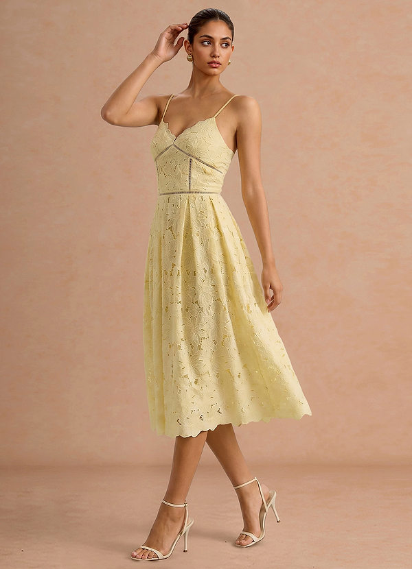 Javelia Pastel Yellow Midi Dress image1