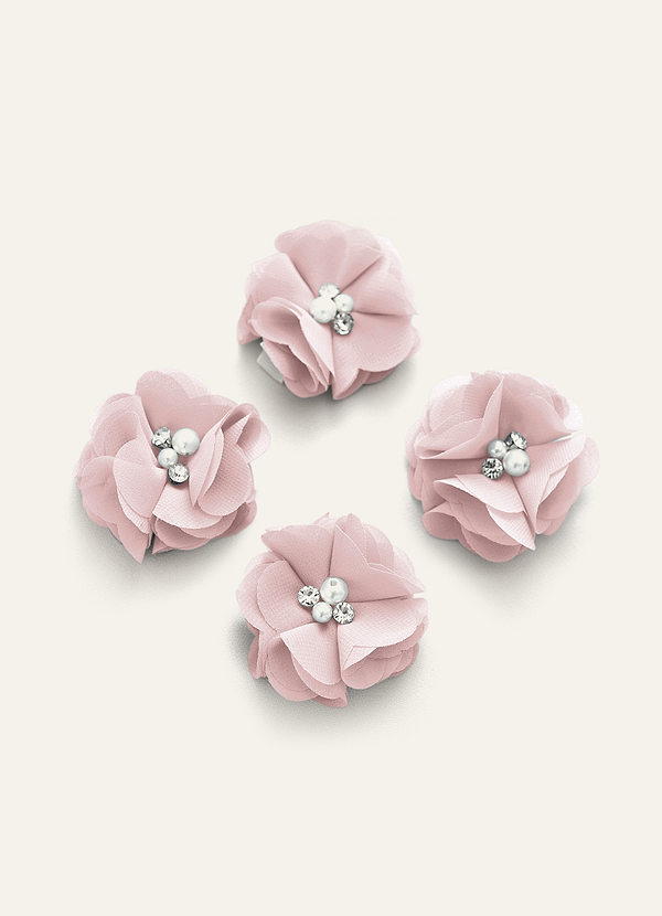 front Juego de cuatro pinzas para el cabello de gasa de colores a juego