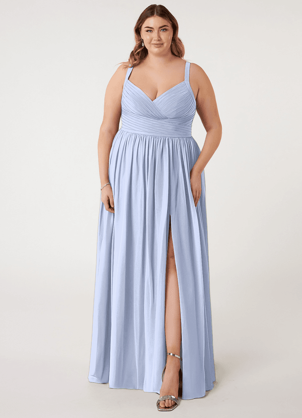 Azazie Chanel Bridesmaid Dresses Ice A-Line Pleated Chiffon Dress image1