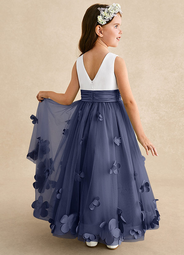 Azazie Vi Flower Girl Dresses Stormy A-Line Sleeveless Tulle Dress image1