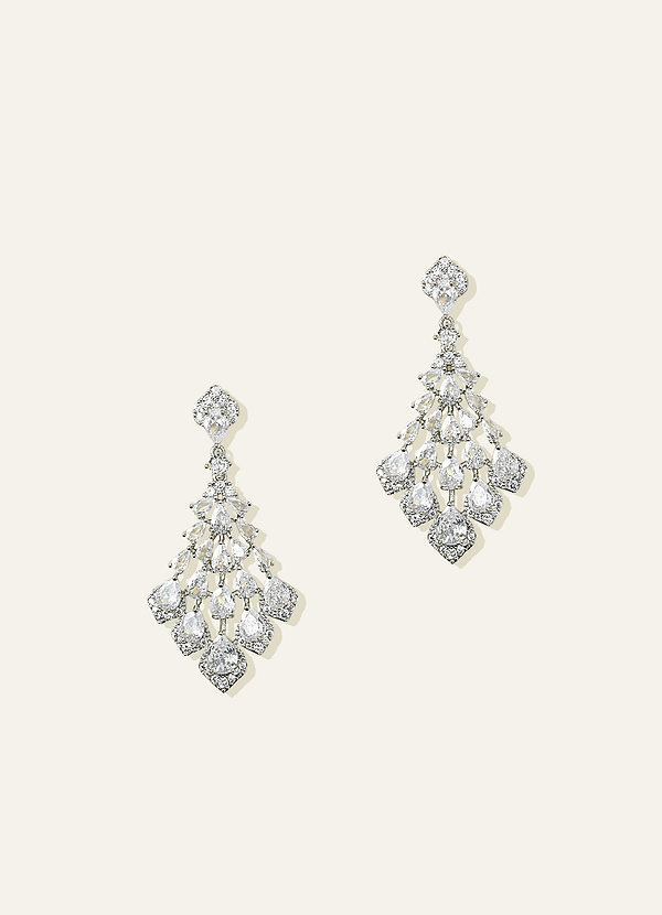 front Teardrop CZ Chandelier Earrings