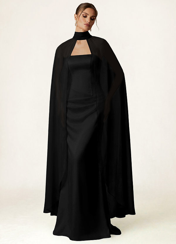 front Azazie Halter Chiffon Flowy Cape