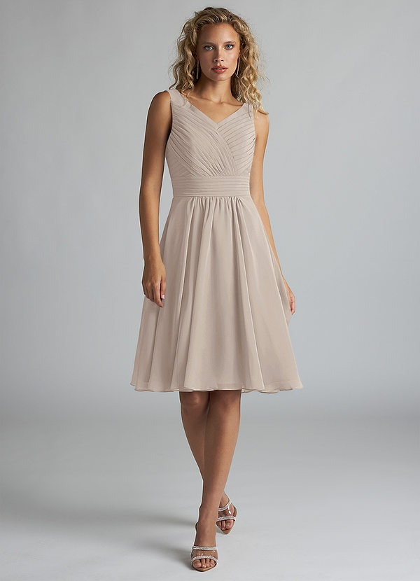 Azazie Grace Bridesmaid Dresses Frost A-Line Pleated Chiffon Dress image1