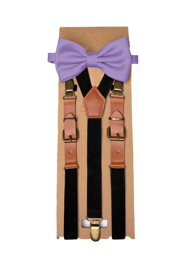front Matching Matte Satin Pre-Tied Bow Tie & Suspenders Set