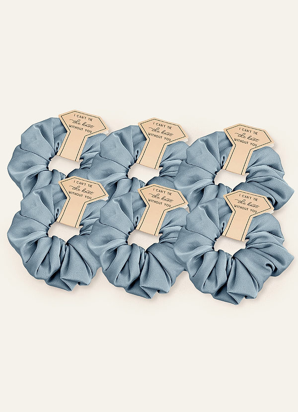 front Matching Color Six-Piece Bridesmaid Stretch Satin Over Size Scrunchie Set