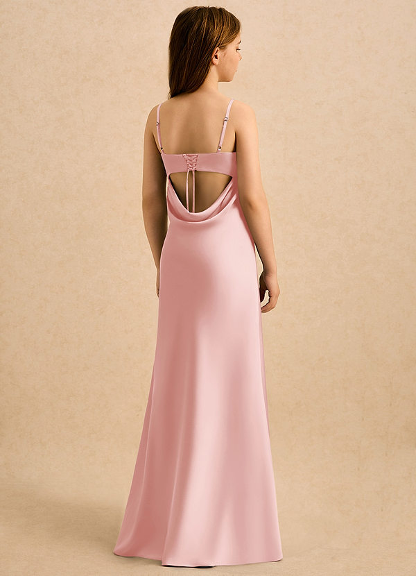 Azazie Mirabella Girls Formal Flower Girl Dresses Powder Pink Sheath Sweetheart Neckline Stretch Satin Dress image1