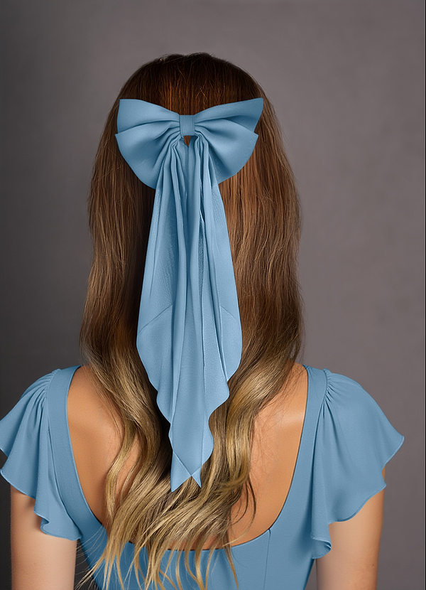 front Pince à cheveux avec nœud en mousseline de soie de couleur assortie
