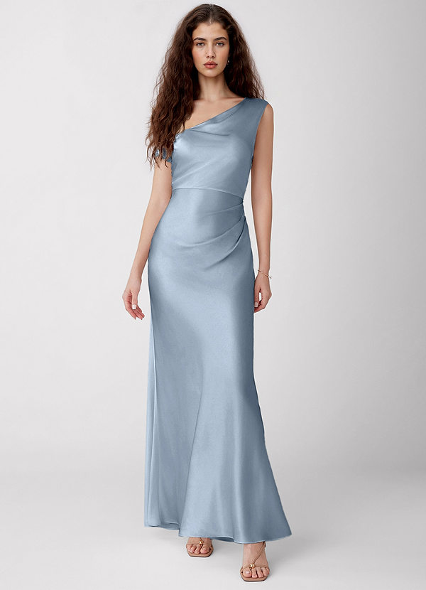 Avela Dusty Blue Luminous Satin Maxi Dress image1