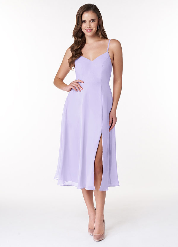 Azazie Clarissa Bridesmaid Dresses Lilac A-Line V-Neck Chiffon Dress image1