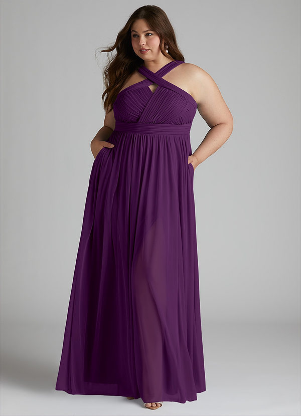 Azazie Hillian Robes Demoiselle d'honneur Robe Trapèze en Maille Dos nu plissé Grain De Raisin image1