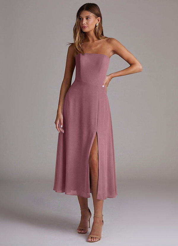 Azazie Wren Abiti da Damigella Abito A-Line in Chiffon Senza Spalline Ametista image1