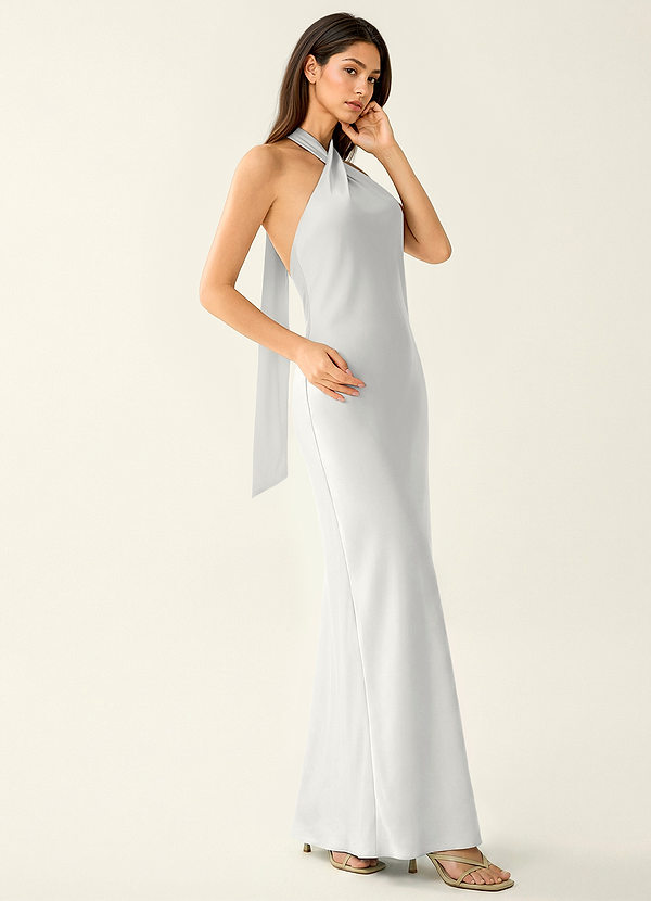 Manllanda White Bows Satin Prom Dress image1