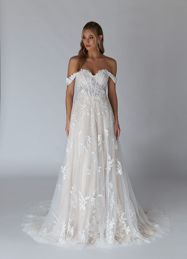 Azazie Florentina Wedding Dresses A-Line Sweetheart Sequins Tulle Chapel Train Dress image1