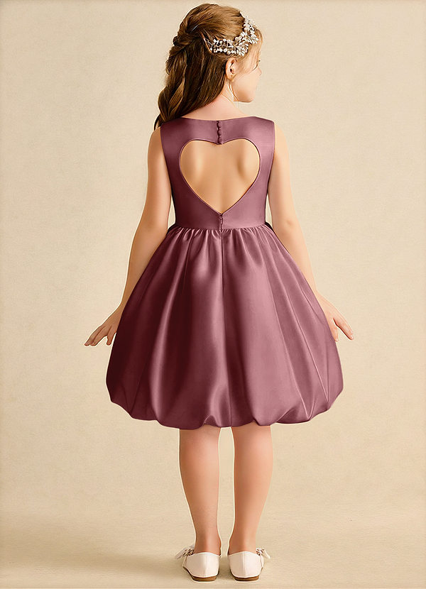 Azazie Nirvana Vestidos de Niña de Flores Vestido de Rosa Del Desierto de Satin Mate de Princesa con Volante image1