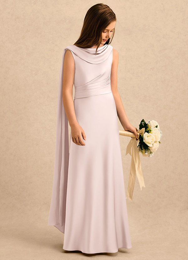 Azazie Sanah Girls Formal Blommflicksklänningar Klänning A-Line i Stretch Satin Plisserad image1