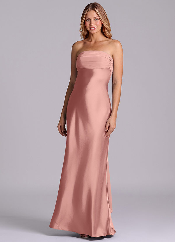 Azazie Ailanie Brudtärneklänningar Klä av Tubklänning i Stretch Satin Axelbandslös Rosett image1