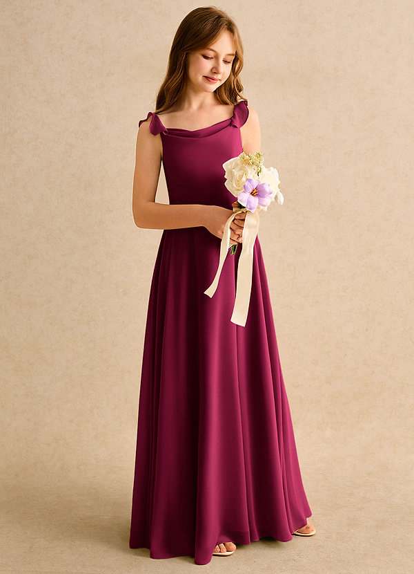 Azazie Puppy Girls Formal Flower Girl Dresses Burgundy A-Line Pleated Chiffon Dress image1