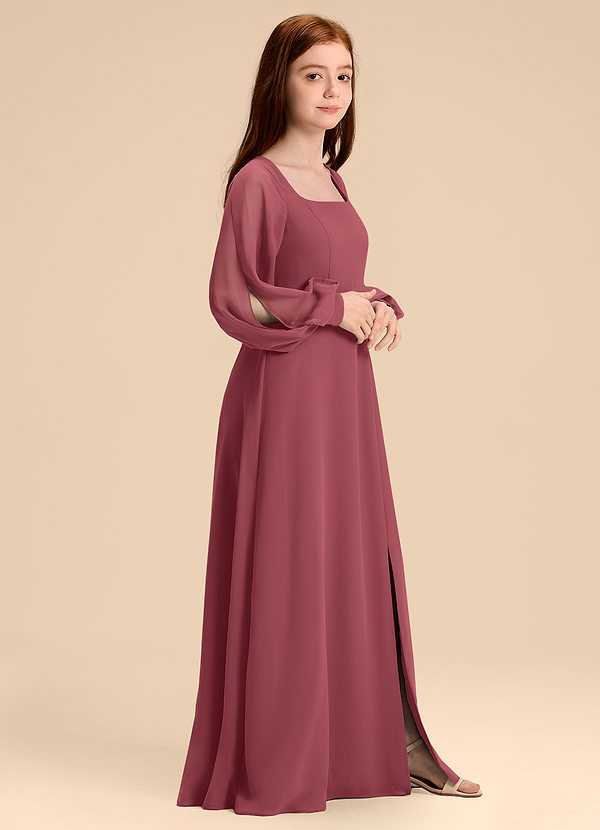 Azazie Bondi Junior Abito A-Line in Chiffon Blusa Merlot image1