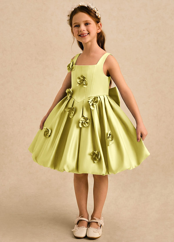 Azazie Lillian Vestidos de arras Vestido Sorbete De Limón de Satin Mate de Vestido de princesa con Plisado image1