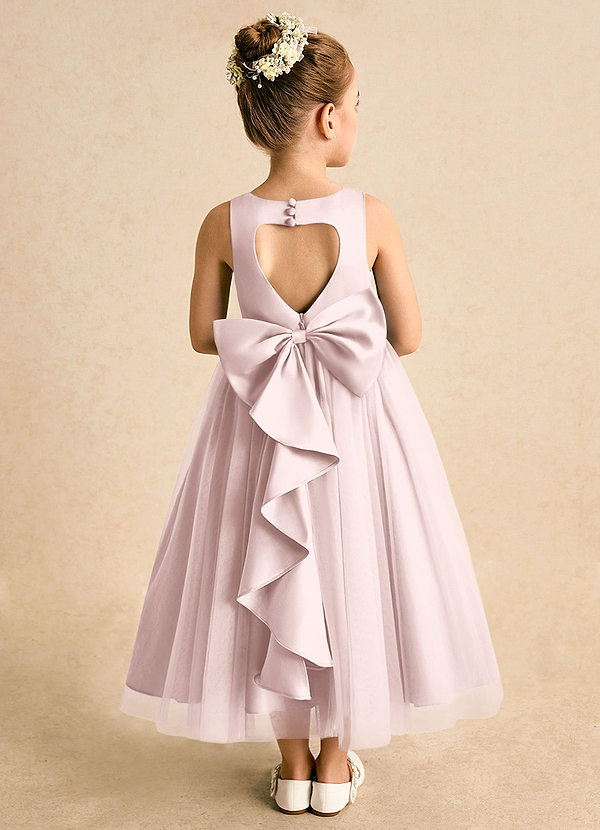 Azazie Solia Abiti da Damigella Bambina Abito Stile Principessa in Tulle Fiocco Rosa Rossore image1