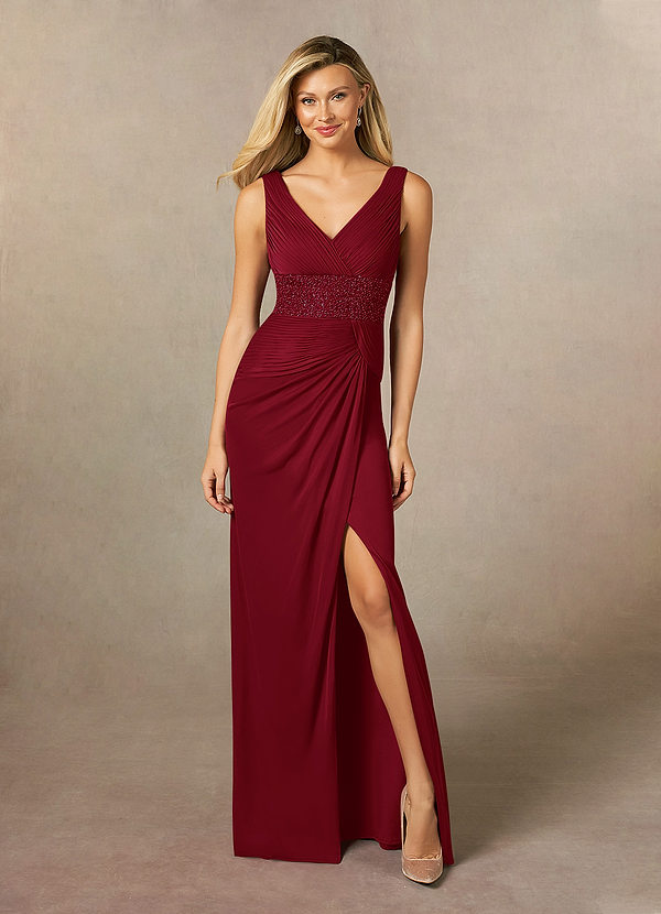 Azazie Winona Mother of the Bride Dresses Burgundy Mermaid Sequins Mesh Dress image1