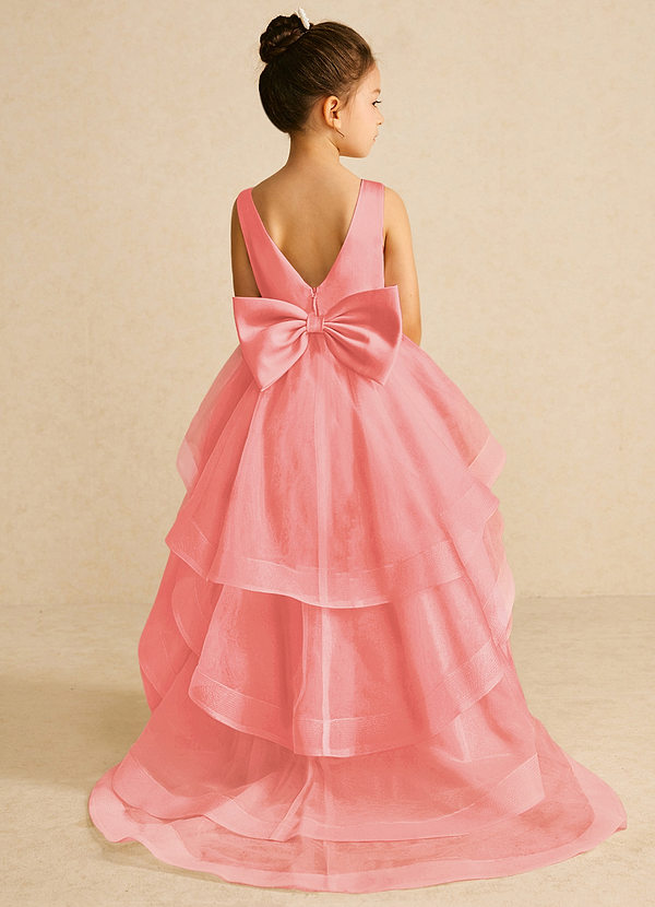 Azazie Pumpkin Flower Girl Dresses Coral A-Line Convertible Tulle Dress image1