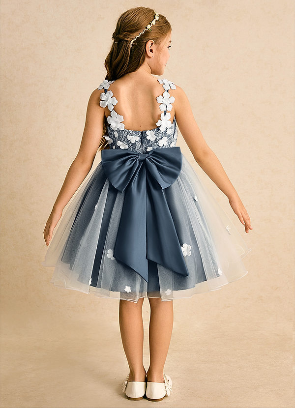 Azazie Junebug Vestidos de Niña de Flores Vestido de Marfil Azul Petróleo de Tul de Princesa con Encaje image1
