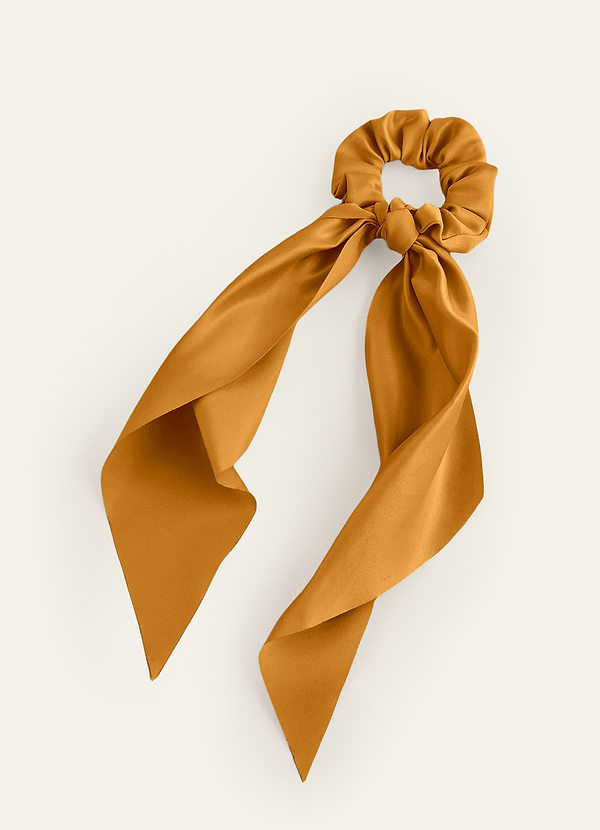 front Matching Color Matte Satin Hair Scarf Scrunchie