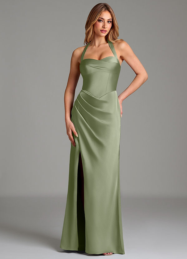 Azazie Serenity Bridesmaid Dresses Pistachio Mermaid Sweetheart Neckline Stretch Satin Dress image1